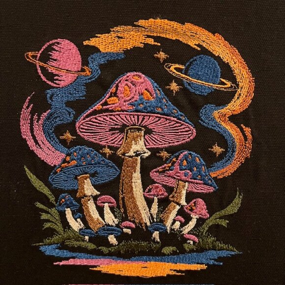 Simply Quilted Other - Homemade Mushroom In Space Multicolored Framed Embroidery Art